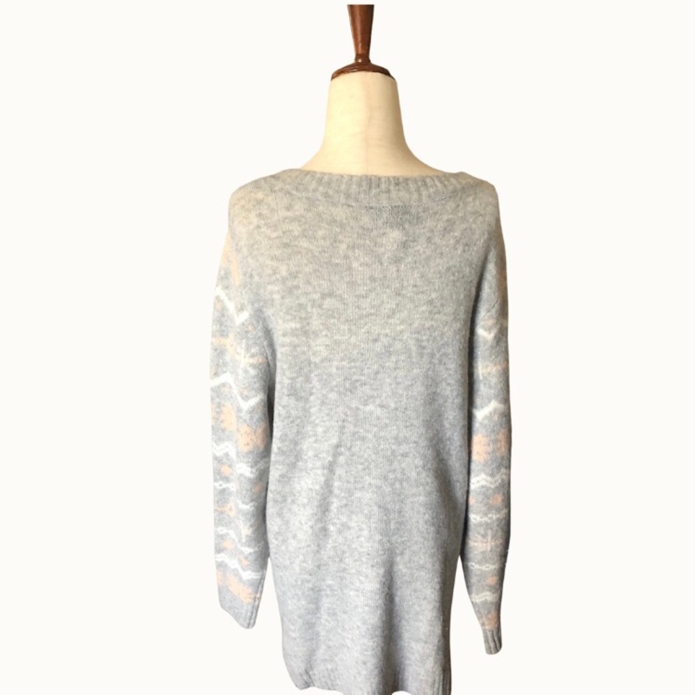 New! Softgirl GrandmaCore Long Gray Peach Snowflake Sweater Sz 14-16 - Picture 5 of 8